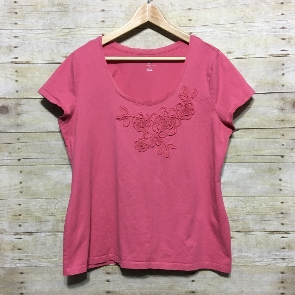 Studio Works floral soutache appliqué tee size XL